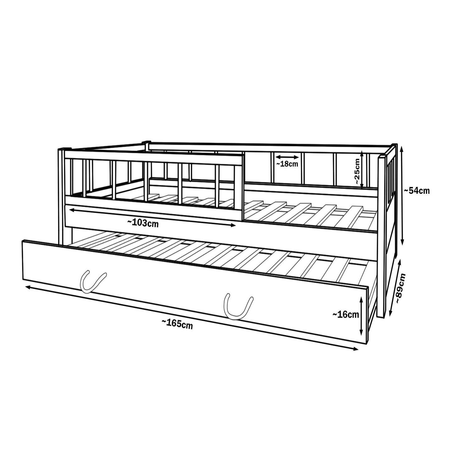 Velinda Classic Pine Wood Bed - Safe, Storage, Fits 160x80cm