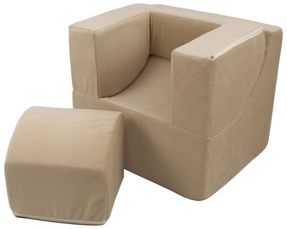 Velinda Small Fold-Out Kids Chair - Soft Armchair - Chaise Longue - Relax Pouffe