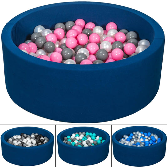 Velinda Soft Jersey Ball Pit with 300 Balls - Navy Blue, Baby & Kids Play Gift, 80cm