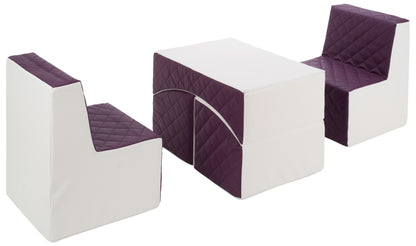 Kids Furniture Set: 2xarmchair + Lounger, Eco Leather Quilted