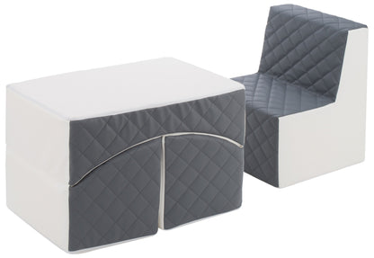 Kids Furniture Set: Armchair + Lounger, Eco Leather Quilted