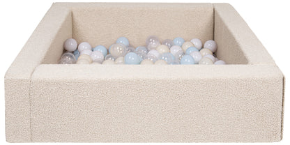 Square Bouclé Ball Pit with 200 Balls, 5 Elements