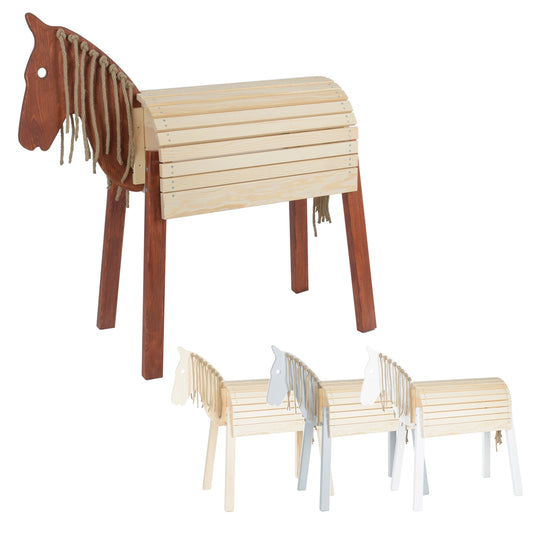 Velinda Wooden Horse Toy - Handmade - Stable - for Ages 3+ - Max Load 100kg