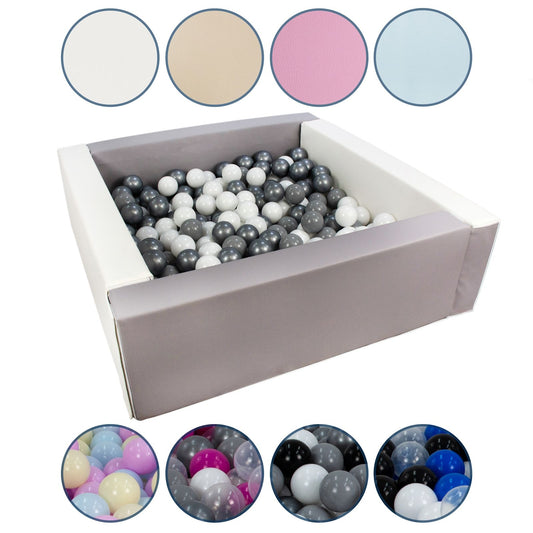 Square Eco-Leather Ball Pit with 300 Balls, 5 Elements