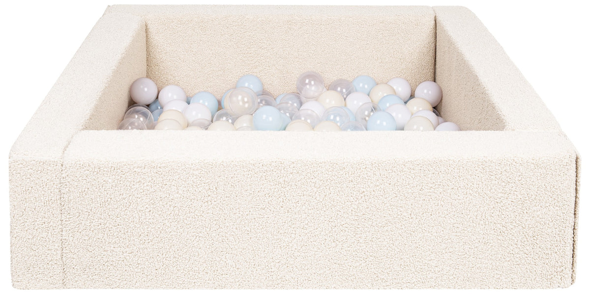 Square Bouclé Ball Pit with 200 Balls, 5 Elements
