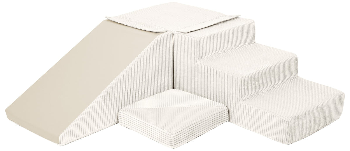 SLIDE Foam Block Set - Soft Play Step and Slide - Colorful, Safe & Versatile Playtime Fun - Cream (corduroy)