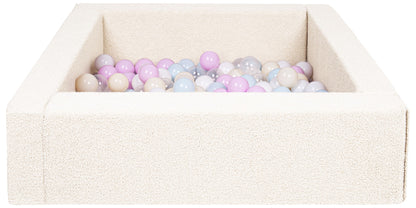 Square Bouclé Ball Pit with 200 Balls, 5 Elements