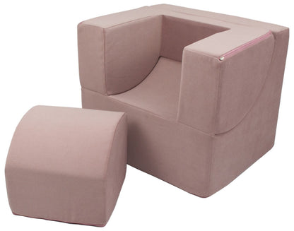 Velinda Small Fold-Out Kids Chair - Soft Armchair - Chaise Longue - Relax Pouffe