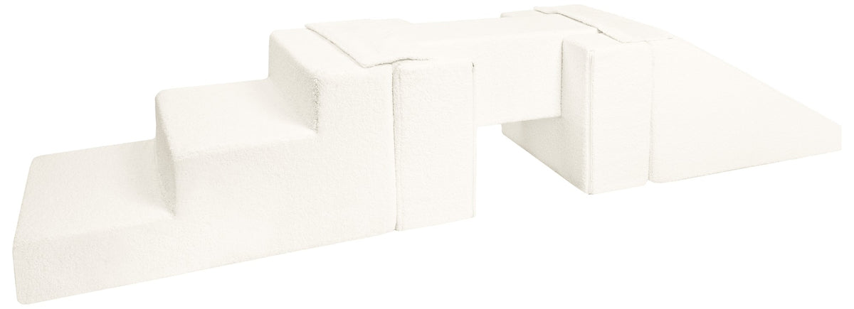 Soft Play Set 5 Blocks Footbridge with Slide Bouclé