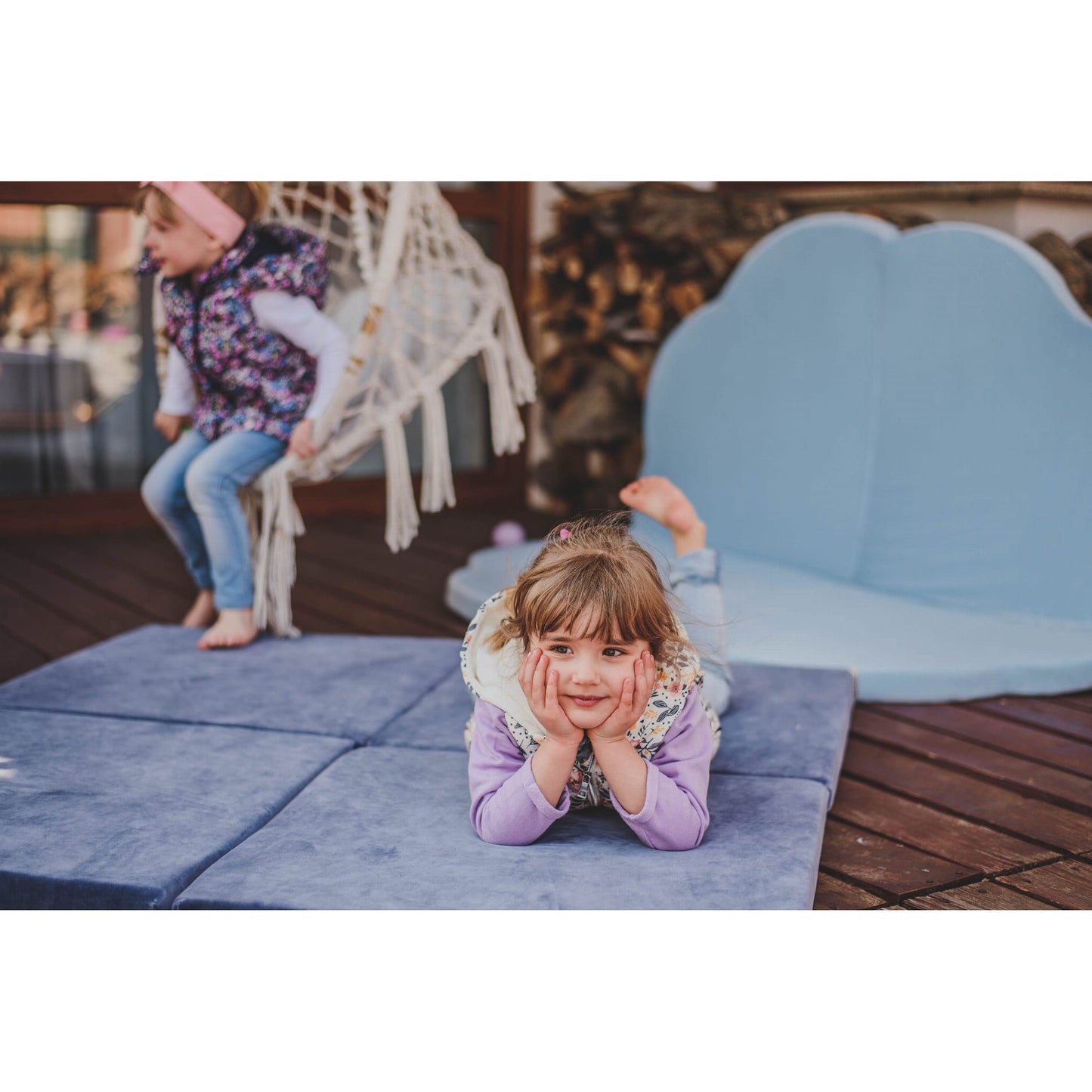 Baby Square 120x120cm Foam Foldable Play Mat Certified, Velvet, Blue Gray