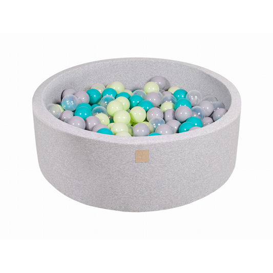 Round Ball Pit With 200 Balls, 90x30cm, Light Grey, Cotton