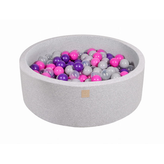 Round Ball Pit With 200 Balls, 90x30cm, Light Grey, Cotton