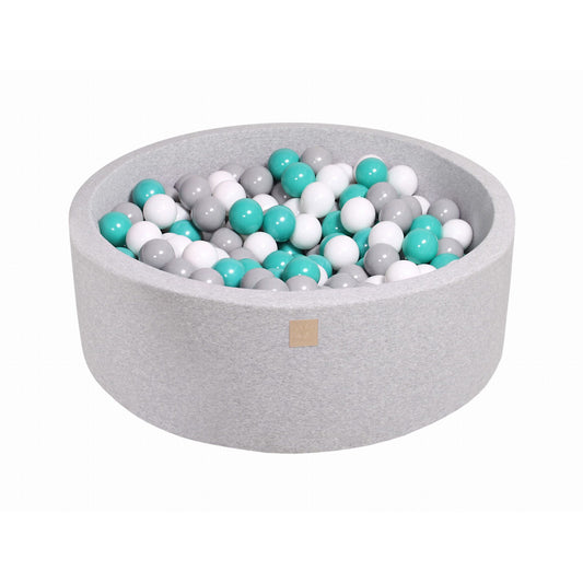 Round Ball Pit With 200 Balls, 90x30cm, Light Grey, Cotton