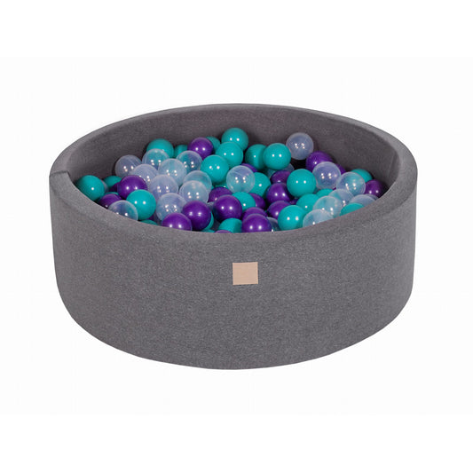 Round Ball Pit With 200 Balls, 90x30cm, Dark Grey, Cotton