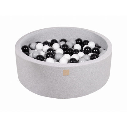 Round Ball Pit With 200 Balls, 90x30cm, Light Grey, Cotton