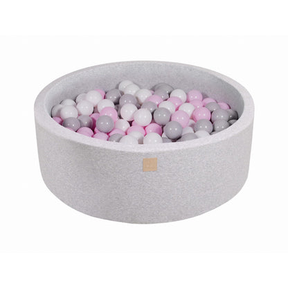 Round Ball Pit With 200 Balls, 90x30cm, Light Grey, Cotton