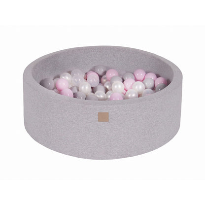 Round Ball Pit With 200 Balls, 90x30cm, Light Grey, Cotton