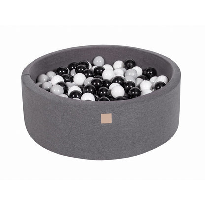 Round Ball Pit With 200 Balls, 90x30cm, Dark Grey, Cotton