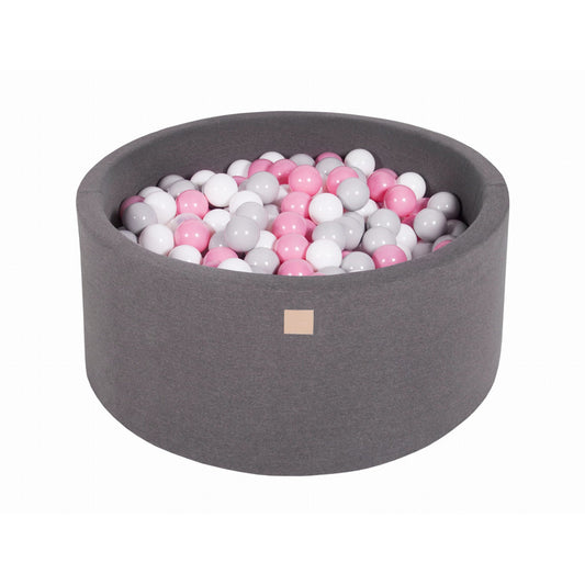 Round Ball Pit With 300 Balls, 90x40cm, Dark Grey, Cotton