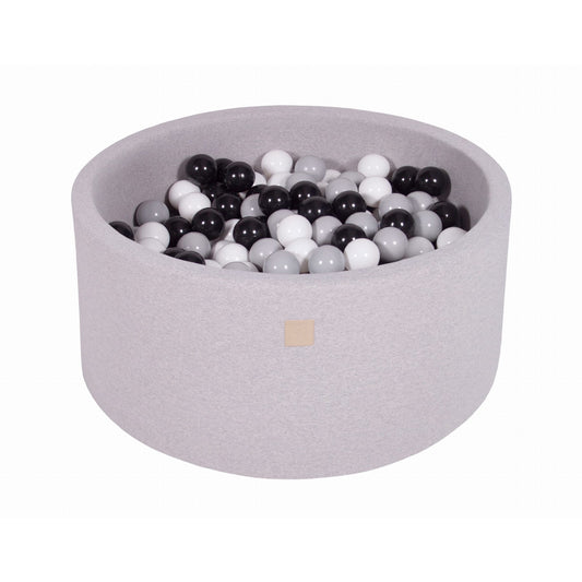 Round Ball Pit With 300 Balls, 90x40cm, Light Grey, Cotton