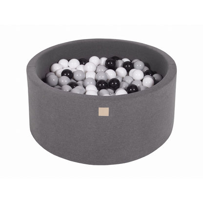 Round Ball Pit With 300 Balls, 90x40cm, Dark Grey, Cotton