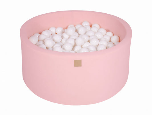 Round Ball Pit With 300 Balls, 90x40cm, Light Pink, Cotton