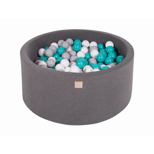 Round Ball Pit With 300 Balls, 90x40cm, Dark Grey, Cotton