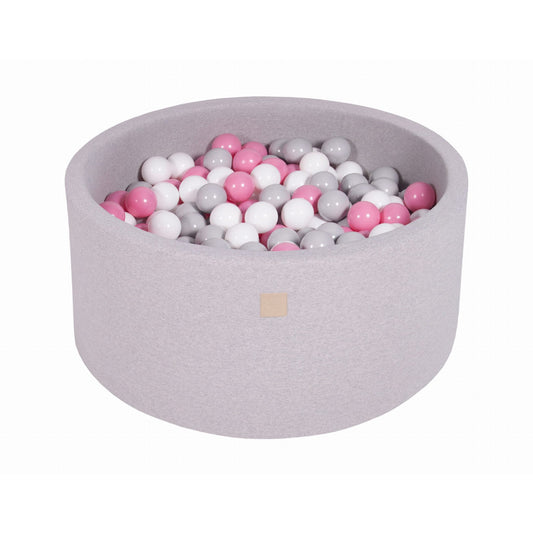 Round Ball Pit With 300 Balls, 90x40cm, Light Grey, Cotton