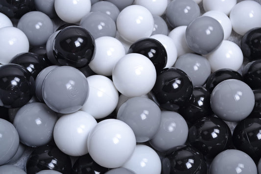 Soft Plastic Balls 7cm For The Ball Pit Certified Set 100pcs: White/Black/Gray