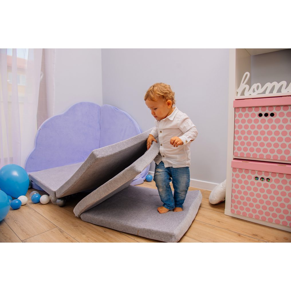 Baby Square 120x120cm Foam Foldable Play Mat Certified, Velvet, Light Gray