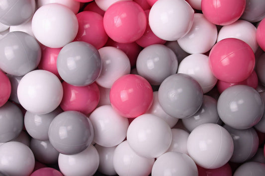 Soft Plastic Balls 7cm For The Ball Pit Certified Set 100pcs: Gray/White/Light Pink