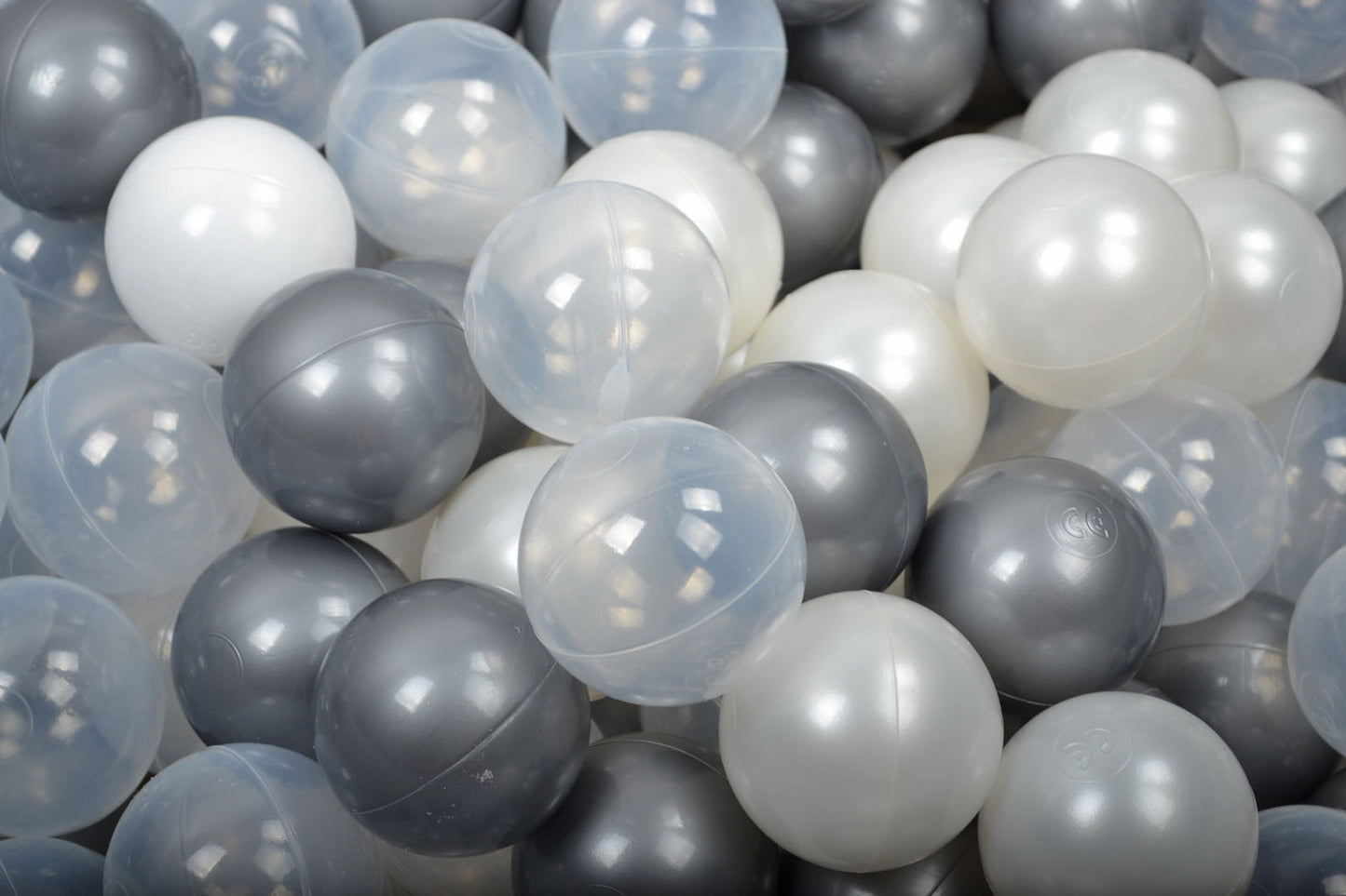 Soft Plastic Balls 7cm For The Ball Pit Certified Set 100pcs: White/White Pearl/Transparent