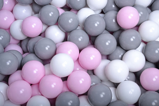 Soft Plastic Balls 7cm For The Ball Pit Certified Set 100pcs: Gray/Pastel Pink/White