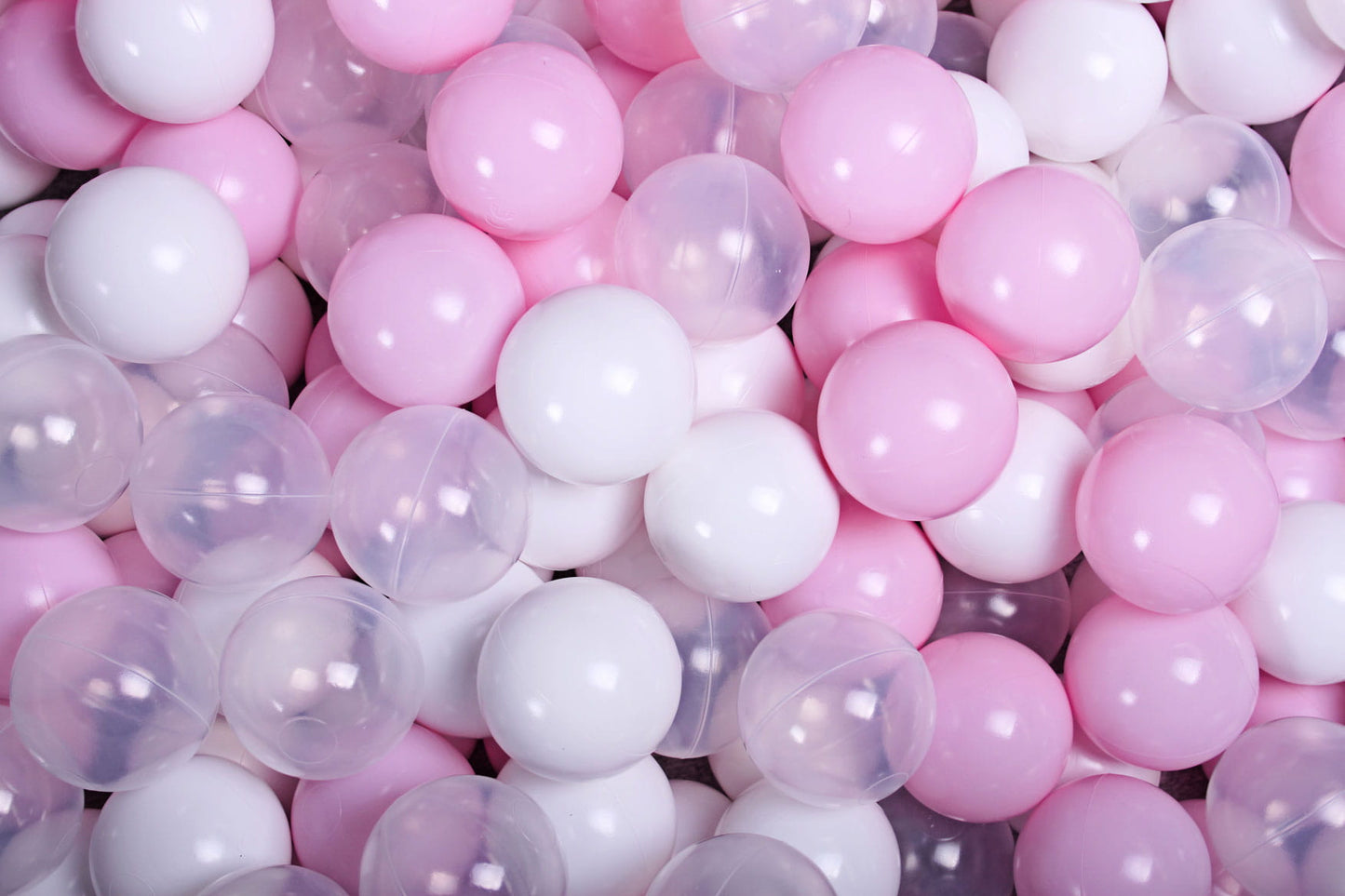 Soft Plastic Balls 7cm For The Ball Pit Certified Set 100pcs: Pastel Pink/Transparent/White