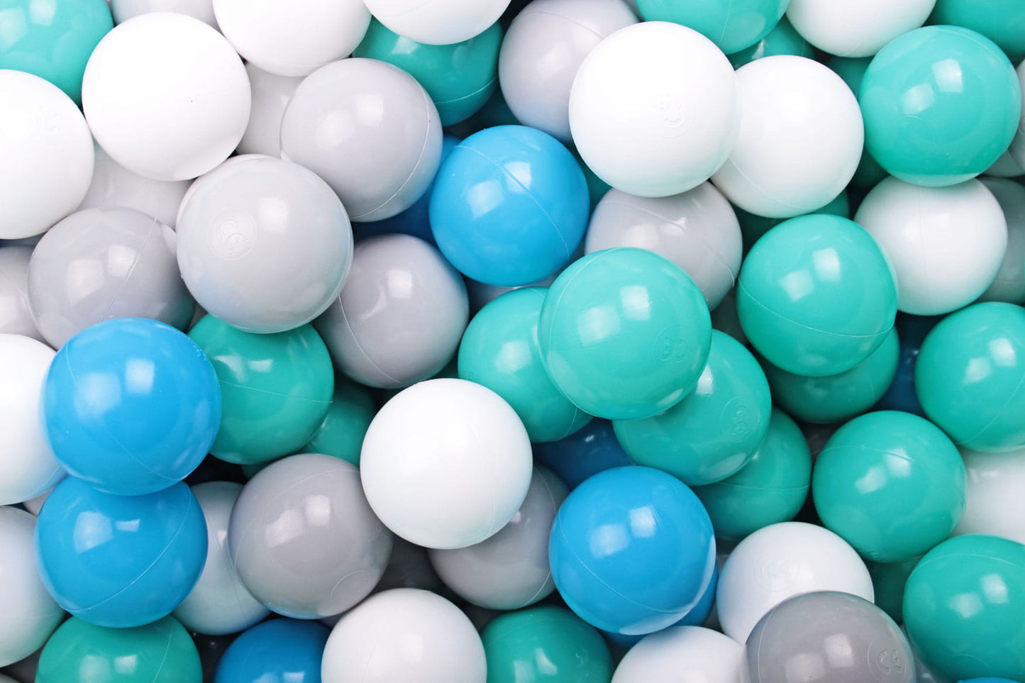 Soft Plastic Balls 7cm For The Ball Pit Certified Set 100pcs: White/Gray/Blue/Turqouise