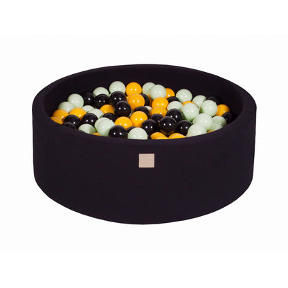 Round Ball Pit With 200 Balls, 90x30cm, Black, Cotton