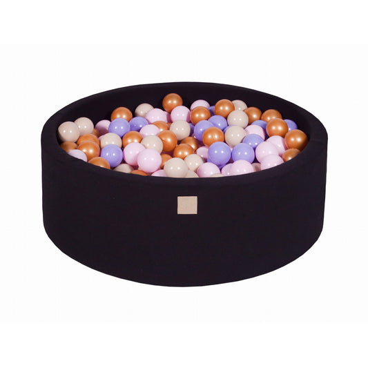 Round Ball Pit With 200 Balls, 90x30cm, Black, Cotton