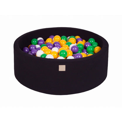 Round Ball Pit With 200 Balls, 90x30cm, Black, Cotton