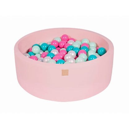 Round Ball Pit With 200 Balls, 90x30cm, Light Pink, Cotton