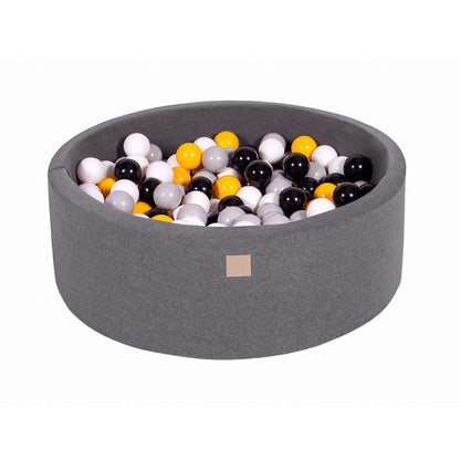 Round Ball Pit With 200 Balls, 90x30cm, Dark Grey, Cotton