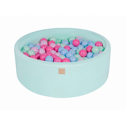 Baby Foam Round Ball Pit 90x30cm With 200 Balls 7cm Certified, Cotton, Mint: Mint/Baby Blue/Light Pink/Pastel Pink