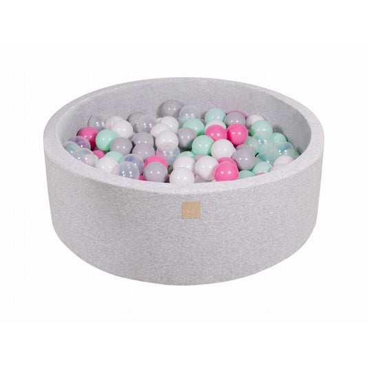 Round Ball Pit With 200 Balls, 90x30cm, Light Grey, Cotton