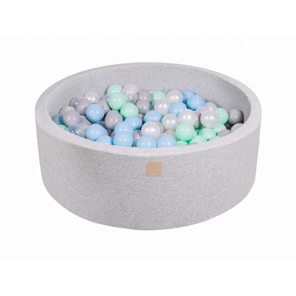 Round Ball Pit With 200 Balls, 90x30cm, Light Grey, Cotton