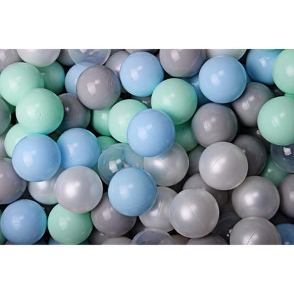 Round Ball Pit With 200 Balls, 90x30cm, Light Grey, Cotton