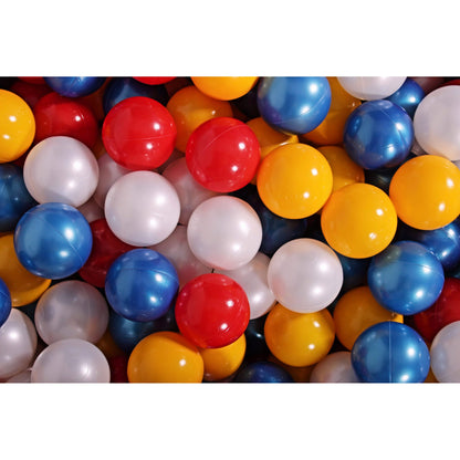 Round Ball Pit With 200 Balls, 90x30cm, Light Grey, Cotton