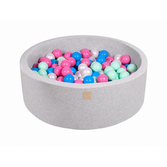 Round Ball Pit With 200 Balls, 90x30cm, Light Grey, Cotton