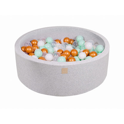 Round Ball Pit With 200 Balls, 90x30cm, Light Grey, Cotton