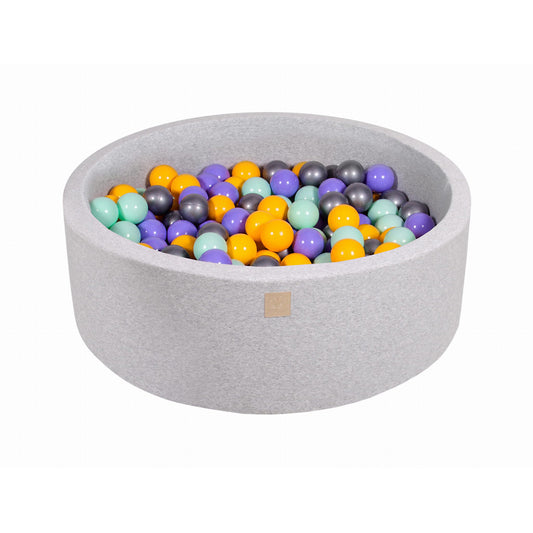 Round Ball Pit With 200 Balls, 90x30cm, Light Grey, Cotton