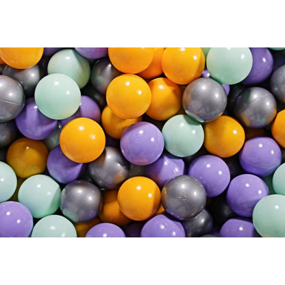 Round Ball Pit With 200 Balls, 90x30cm, Light Grey, Cotton