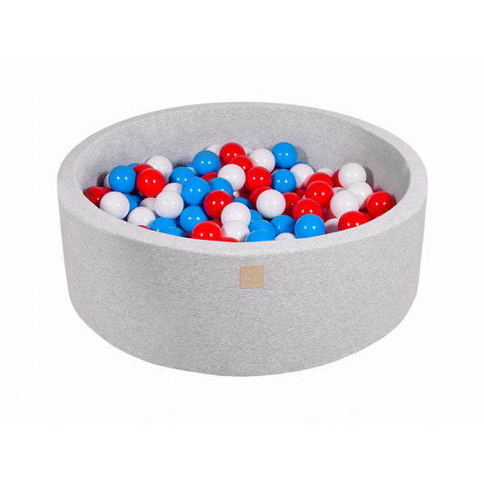 Round Ball Pit With 200 Balls, 90x30cm, Light Grey, Cotton